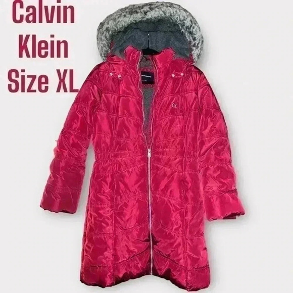 Calvin Klein red pong puffer coat size XL - Picture 1 of 3